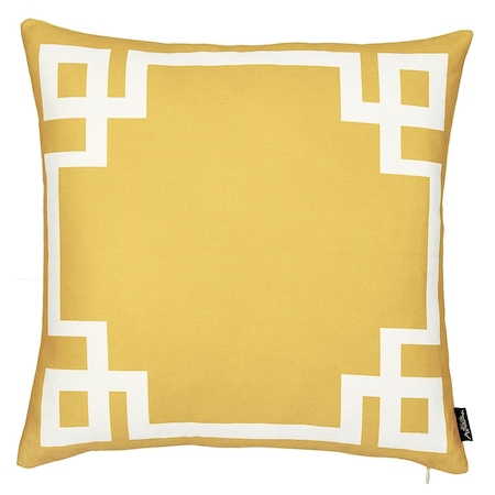 Homeroots Yellow & White Geometric Decorative Throw Pillow Cover 18 x 18 in. 355339